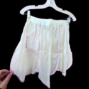 Vintage 1930s Sheer Organza Apron Mid Century Burlesque Costume Rick Rack